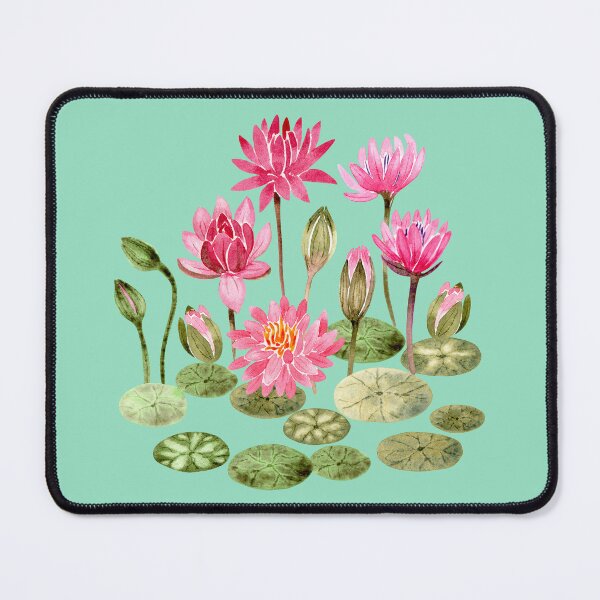 Item preview, Pink Water Lilies in Watercolor Design designed and sold by andrebalest.art.