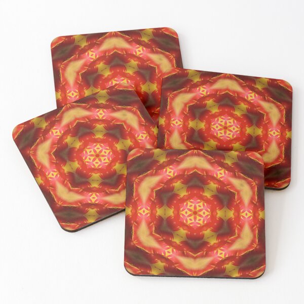 Item preview, Red Orange Floral Kaleidoscope Pattern designed and sold by SilentBloomLab.