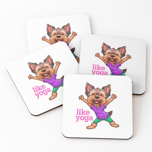 Item preview, cartoon Yorkshire Terrier dog yoga pose designed and sold by TanyaLovus.