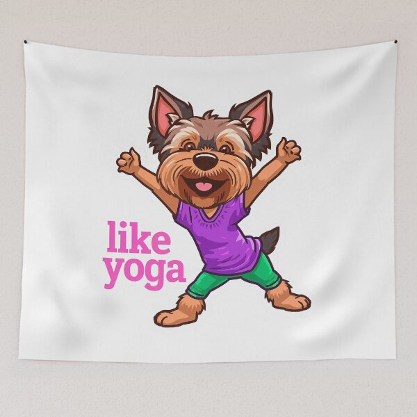 Item preview, cartoon Yorkshire Terrier dog yoga pose designed and sold by TanyaLovus.