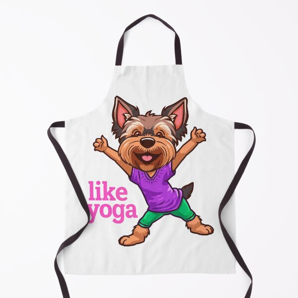 Item preview, cartoon Yorkshire Terrier dog yoga pose designed and sold by TanyaLovus.