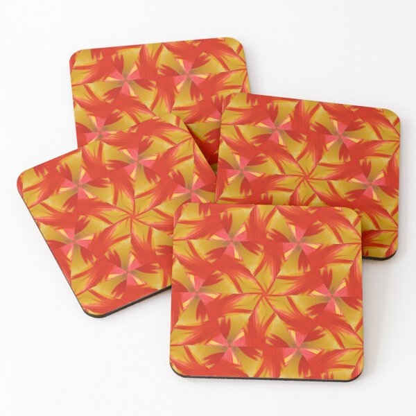 Aperçu de l'œuvre Geometric Floral Pattern Red and Yellow créée et vendue par SilentBloomLab.