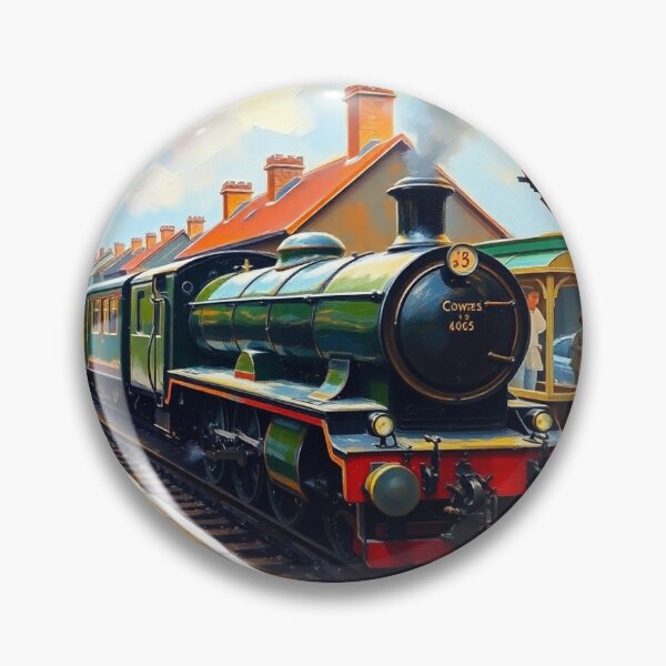 Item preview, Cowes railway station, with a steam train. designed and sold by oldMastersofart.