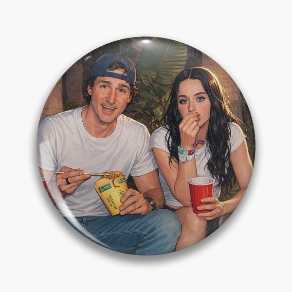 Item preview, Katy Perry and Justin Trudeau eating a snack at Coachella (fan art) designed and sold by PopCultureAndStuff.