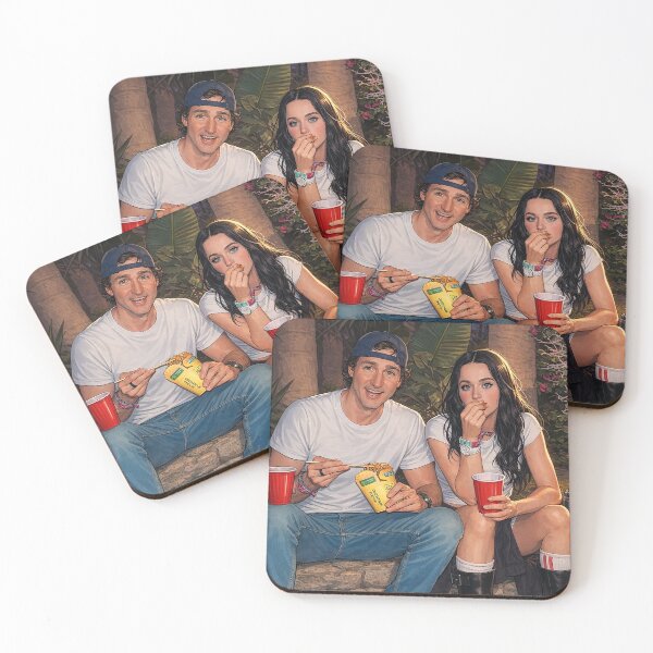 Item preview, Katy Perry and Justin Trudeau eating a snack at Coachella (fan art) designed and sold by PopCultureAndStuff.