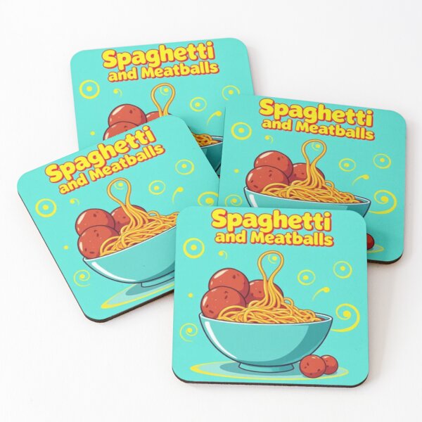 Item preview,  Aqua  And Yellow Swirl Spaghetti And Meatball Pop art Collection designed and sold by SaucyFoodTruck.