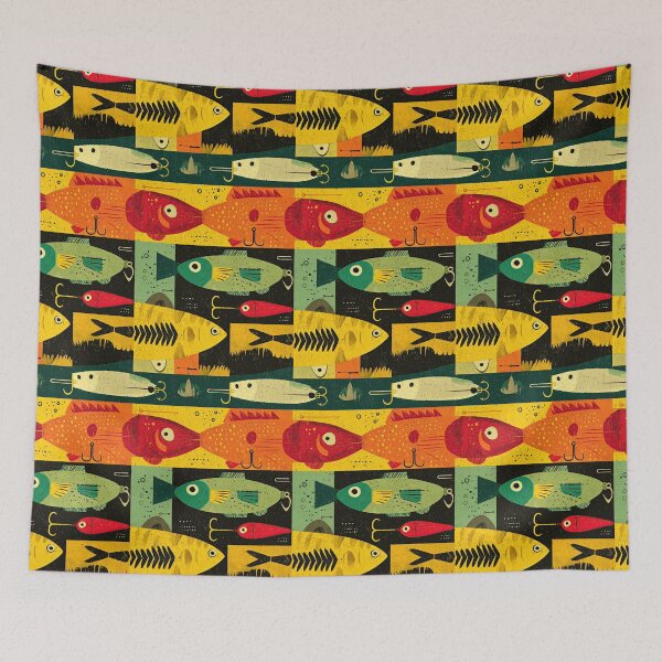 Item preview, Retro Colored Fish and Lures Blocks designed and sold by Piotrek0001.