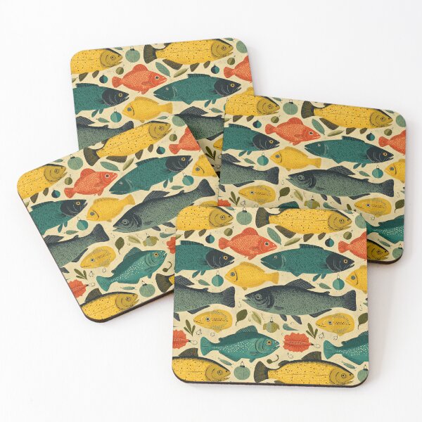 Item preview, Vintage Teal Fish and Lures on Beige designed and sold by Piotrek0001.