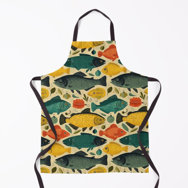 Item preview, Vintage Teal Fish and Lures on Beige designed and sold by Piotrek0001.