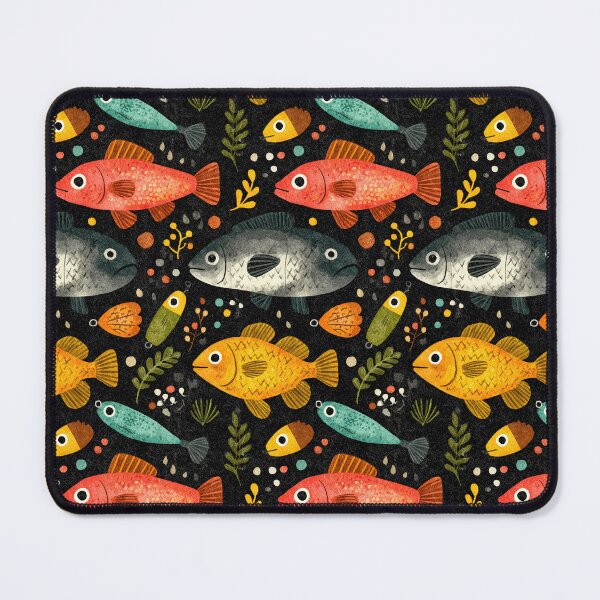 Item preview, Colorful Fish and Hooks on Black Night designed and sold by Piotrek0001.