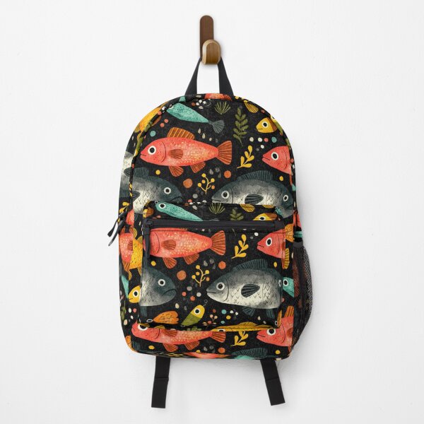 Item preview, Colorful Fish and Hooks on Black Night designed and sold by Piotrek0001.
