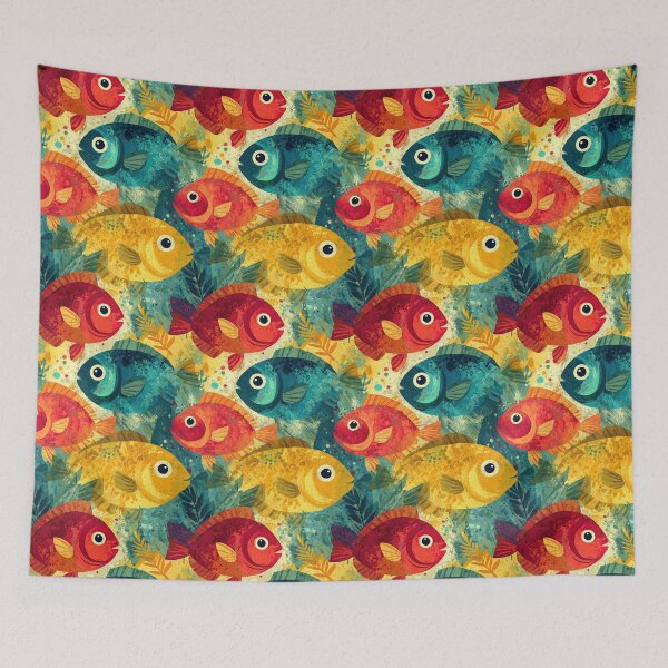 Item preview, Painterly Blue and Yellow Fish Texture designed and sold by Piotrek0001.