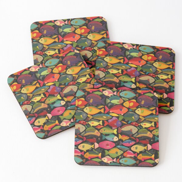Item preview, Dense Red Blue and Green Fish Pattern designed and sold by Piotrek0001.