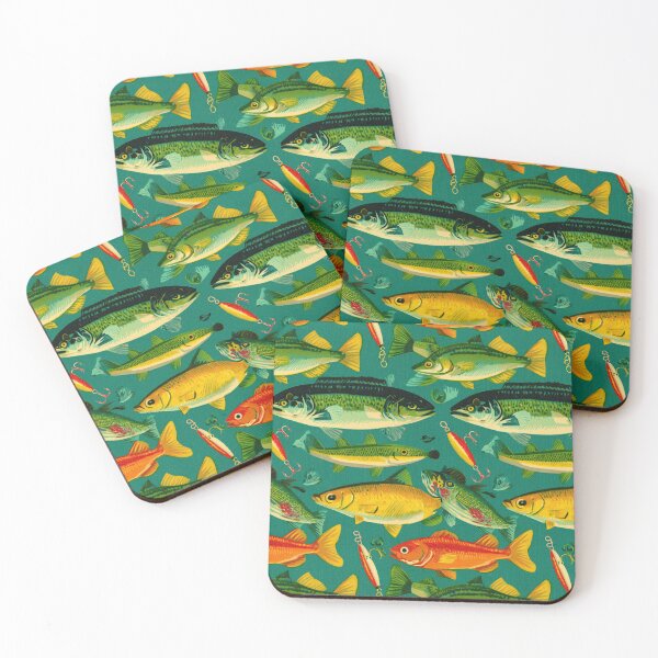 Item preview, Retro Green and Orange Fish Pattern designed and sold by Piotrek0001.