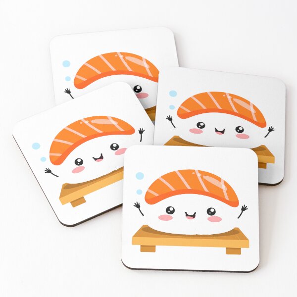 Artikelvorschau, Fröhliche Kawaii Lachs-Nigiri-Sushi-Figur entworfen und verkauft von jo-e-basta.