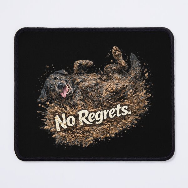 Item preview, Black Labrador Rolling in Mud “No Regrets” Funny Dog Design | Messy Lab Lover Gift designed and sold by 486DesignCo.