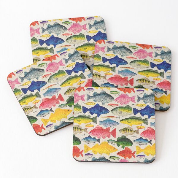Item preview, Pink Blue and Green Fish on White designed and sold by Piotrek0001.