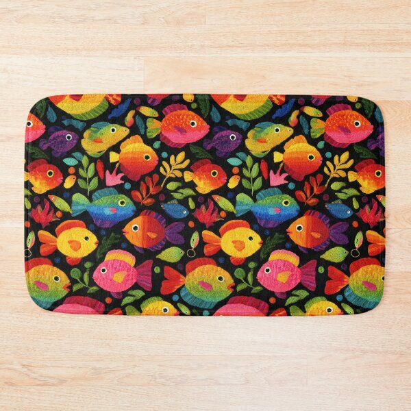 Item preview, Neon Colorful Fish and Seaweed on Black designed and sold by Piotrek0001.