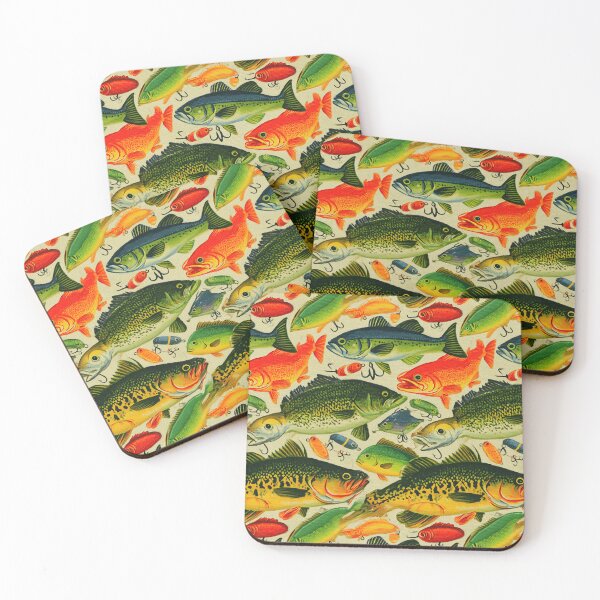 Item preview, Green Bass and Colorful Lures Pattern designed and sold by Piotrek0001.
