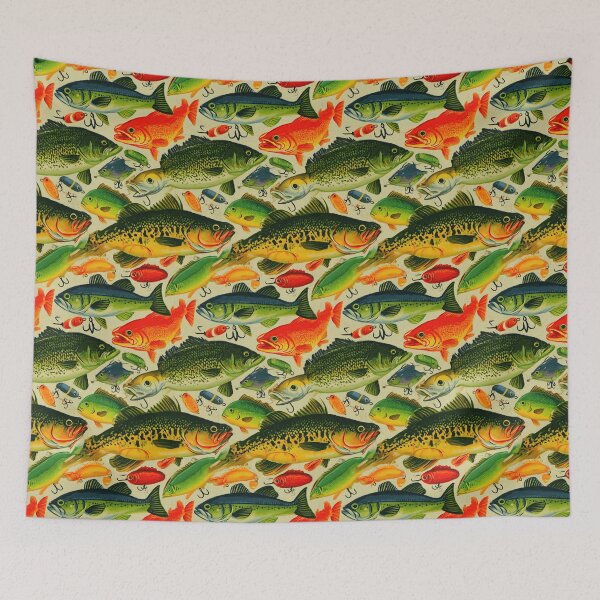 Item preview, Green Bass and Colorful Lures Pattern designed and sold by Piotrek0001.