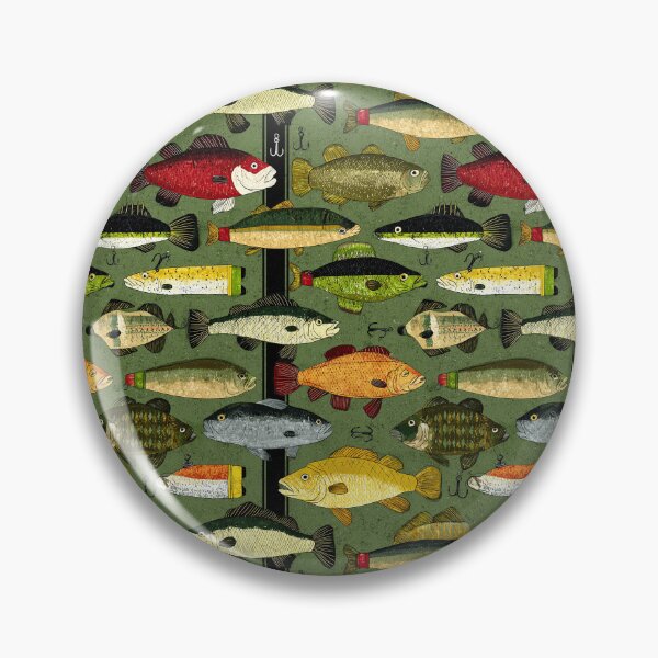 Item preview, Vintage Grey and Green Fish with Lures designed and sold by Piotrek0001.