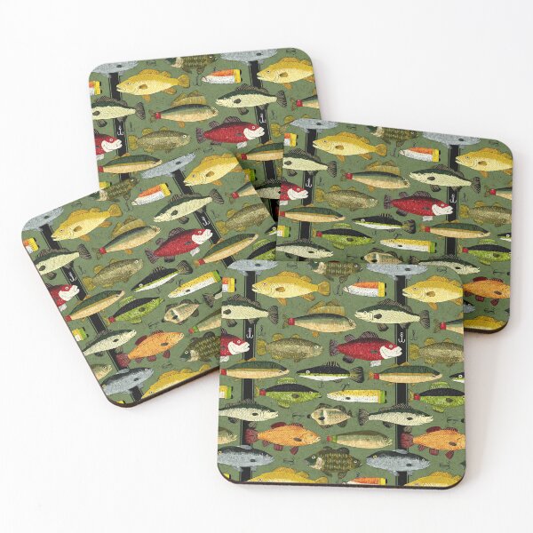 Item preview, Vintage Grey and Green Fish with Lures designed and sold by Piotrek0001.