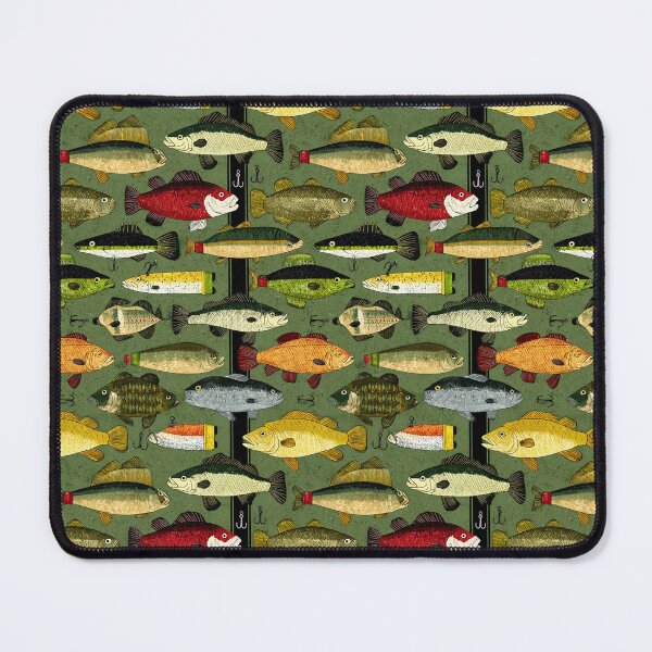 Item preview, Vintage Grey and Green Fish with Lures designed and sold by Piotrek0001.