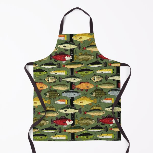 Item preview, Vintage Grey and Green Fish with Lures designed and sold by Piotrek0001.