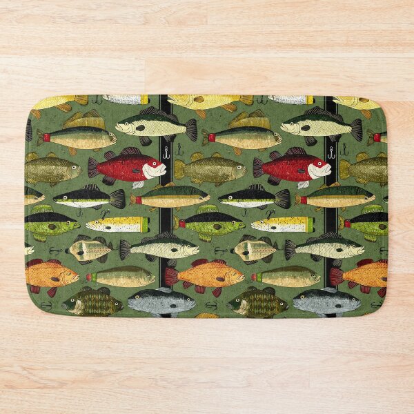 Item preview, Vintage Grey and Green Fish with Lures designed and sold by Piotrek0001.