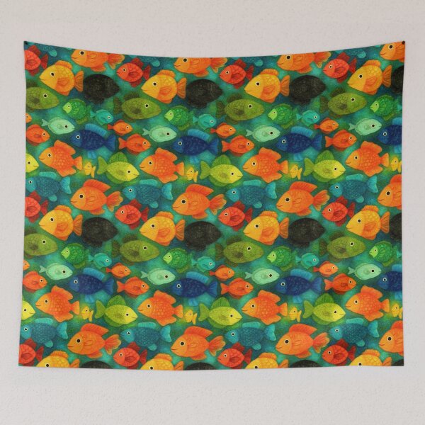 Item preview, Dense Green and Orange Fish School designed and sold by Piotrek0001.