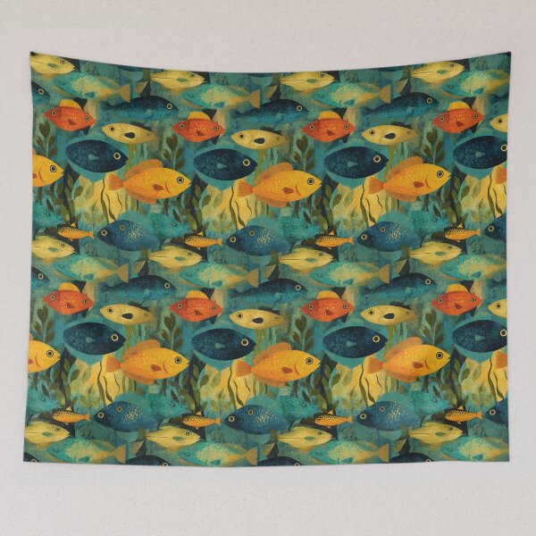 Item preview, Yellow and Blue Fish Underwater Pattern designed and sold by Piotrek0001.