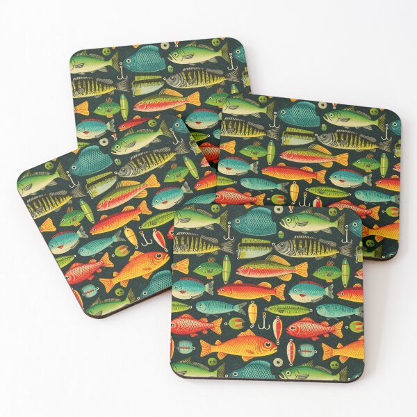 Item preview, Green and Red Fish with Fishing Hooks designed and sold by Piotrek0001.