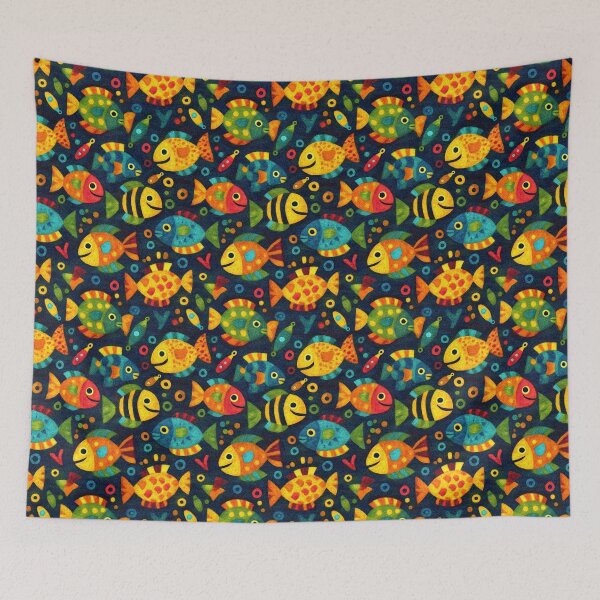 Item preview, Neon Blue and Yellow Fish on Black designed and sold by Piotrek0001.