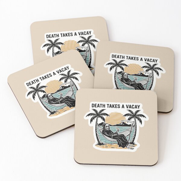 Item preview, "Death Takes a Vacay" Funny Grim Reaper Beach Hammock Retro Summer Goth designed and sold by Cipher & Soul.