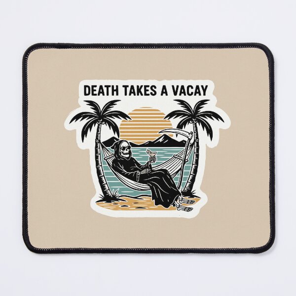 Item preview, "Death Takes a Vacay" Funny Grim Reaper Beach Hammock Retro Summer Goth designed and sold by Cipher & Soul.