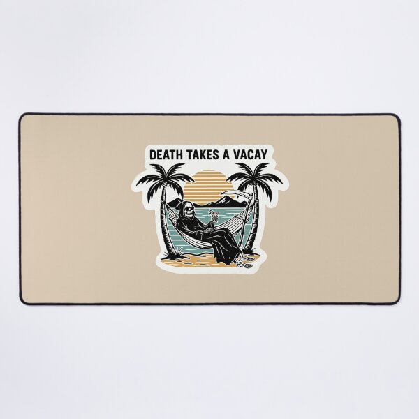 Item preview, "Death Takes a Vacay" Funny Grim Reaper Beach Hammock Retro Summer Goth designed and sold by Cipher & Soul.