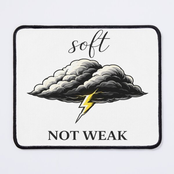 Item preview, Soft Not Weak Cloud Lightning Shirt, Feminine Strength Quote T-Shirt, Empowering Minimalist Graphic Tee, Mental Health Apparel designed and sold by ZEBBEDE - Minimal Streetwear .