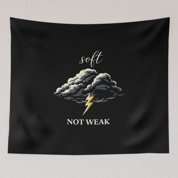 Item preview, Soft Not Weak Cloud Lightning Shirt, Feminine Strength Quote T-Shirt, Empowering Minimalist Graphic Tee, Mental Health Apparel designed and sold by ZEBBEDE - Minimal Streetwear .