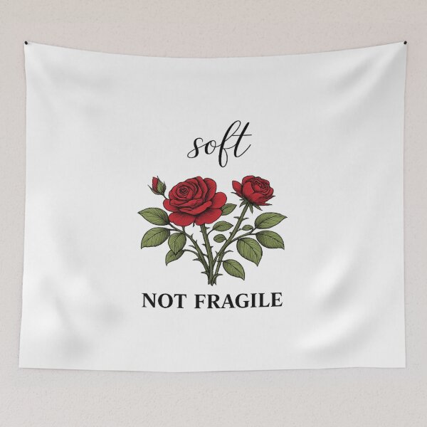 Item preview, Soft Not Fragile Rose Shirt, Feminine Strength Quote T-Shirt, Self Love Mental Health Tee, Minimalist Floral Graphic designed and sold by ZEBBEDE - Minimal Streetwear .