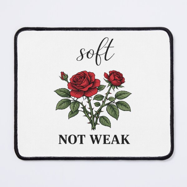Item preview, Soft Not Weak Rose Shirt, Feminine Strength Quote T-Shirt, Mental Health Positive Graphic Tee, Self Love Apparel designed and sold by ZEBBEDE - Minimal Streetwear .