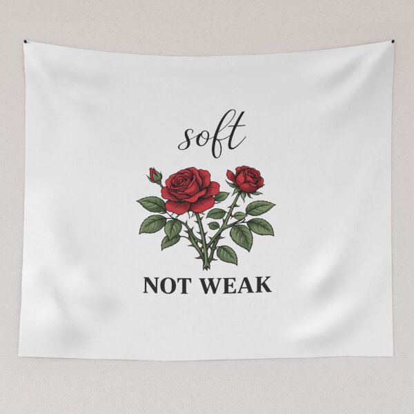 Item preview, Soft Not Weak Rose Shirt, Feminine Strength Quote T-Shirt, Mental Health Positive Graphic Tee, Self Love Apparel designed and sold by ZEBBEDE - Minimal Streetwear .