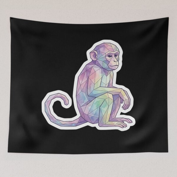 Item preview, Geometric Watercolor Monkey – Colorful Ape Sticker for Modern Art Lovers designed and sold by bsbd-action.