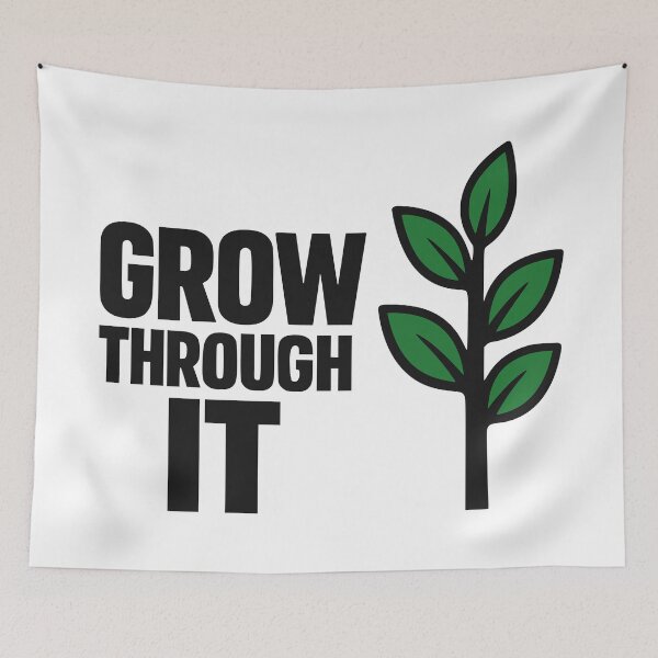 Item preview, Minimalist Grow Through It Typography with Sprout designed and sold by FunFitLife Studio.
