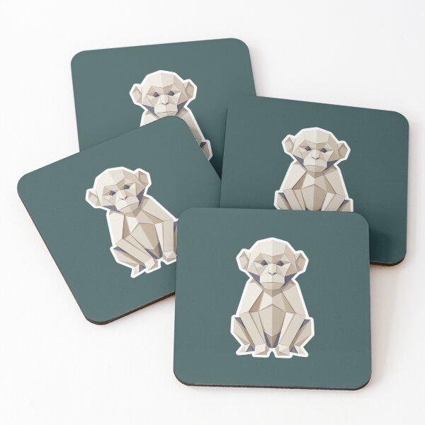 Item preview, Minimalist Origami Monkey – White Monkey Sticker for Zen Decoration designed and sold by bsbd-action.