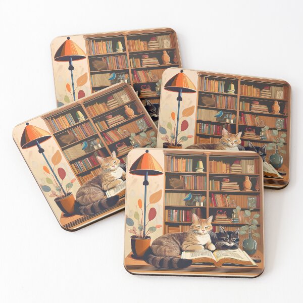 Item preview, Library Cats - Paws, Read, Repeat Vintage Style Print designed and sold by thelivingrp.