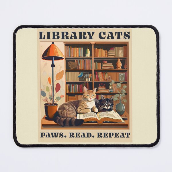 Item preview, Library Cats - Paws, Read, Repeat Vintage Style Print designed and sold by thelivingrp.