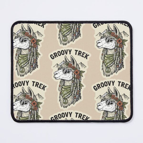 Item preview, "Groovy Trek" Funny Retro Hippie Llama Peace Sign Vintage Art designed and sold by Cipher & Soul.