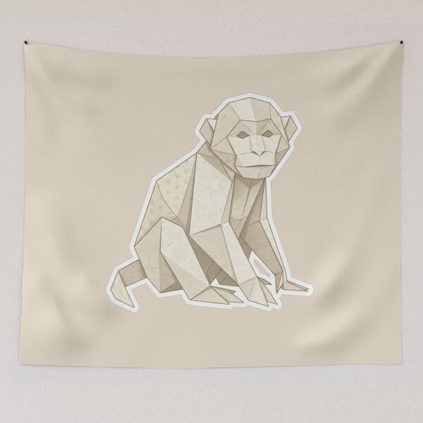 Item preview, Origami Monkey with Patterns – Aesthetic Monkey Sticker for Art Collectors designed and sold by bsbd-action.