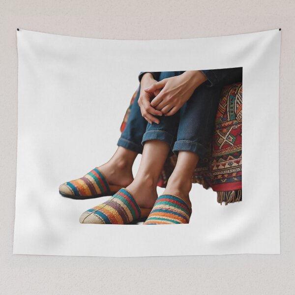 Item preview, Boho Colorful Slippers Ethnic Textile Art designed and sold by Hafcishop.