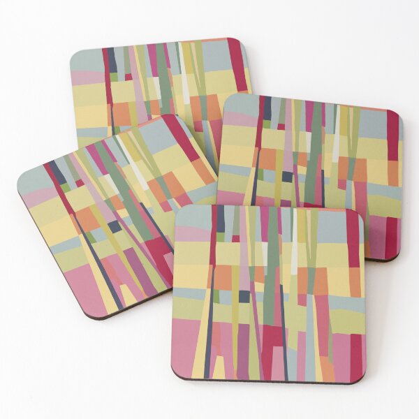 Item preview, Abstract Color Block Landscape Vertical Lines Mid Century Modern Style designed and sold by trajeado14.